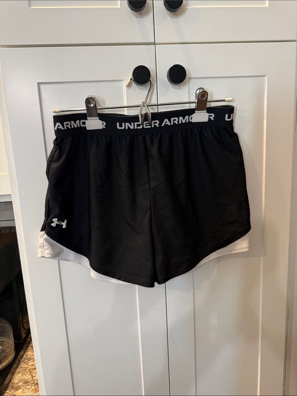 Under Armour Black Women's Athletic Shorts With White Trim